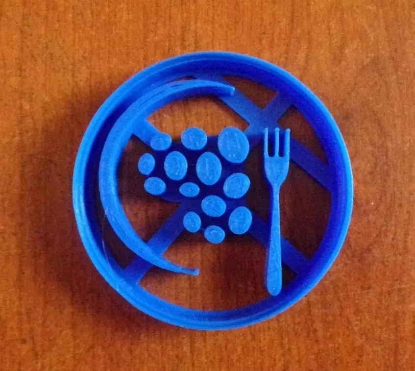 emporte pièce assiette de nourriture imprimé 3D PLA environ 6,5 x 6,5 x 1 cm